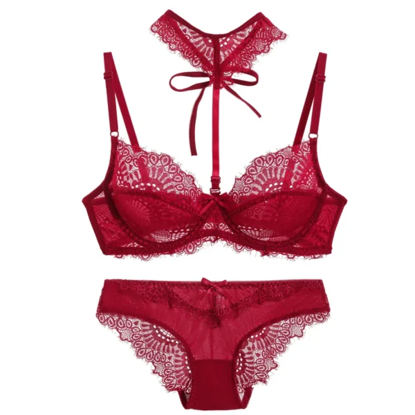 2024 Sexy Red White Purple Pink Black Beige Underwear Plus Size Lingerie 34/75 36/80 38/85 40/90 42/95 44/100 BCDE Cup Bra Sets - Image 2