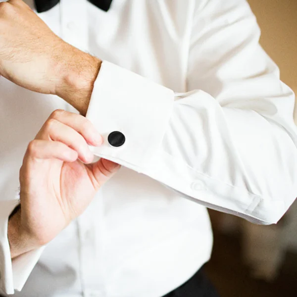 1 Set of Mens Cuff Link Satin Handkerchief Bow Tie Wedding Groom Cuff Link Clothes Decorations - Image 5