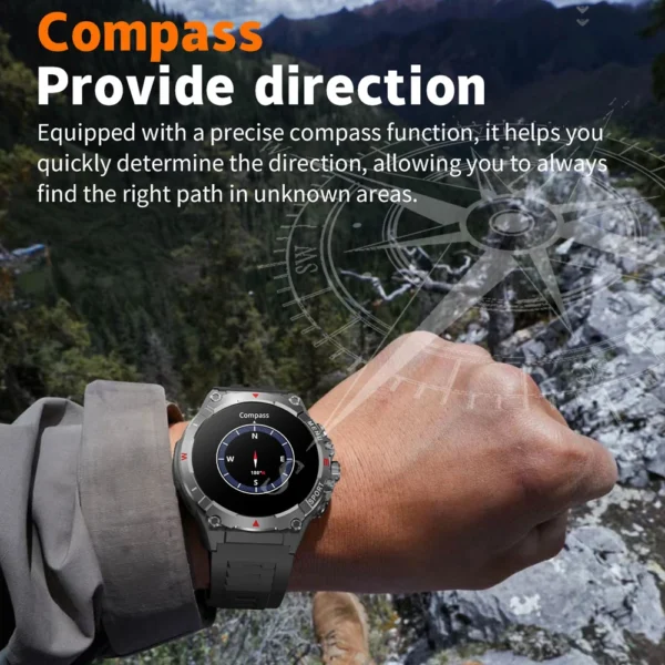 Military GPS Smart Watch Men AMOLED HD Screen Altitude Compass Heart Rate Sports Watch BT Calling IP68&10ATM Waterproof Watch - Image 4