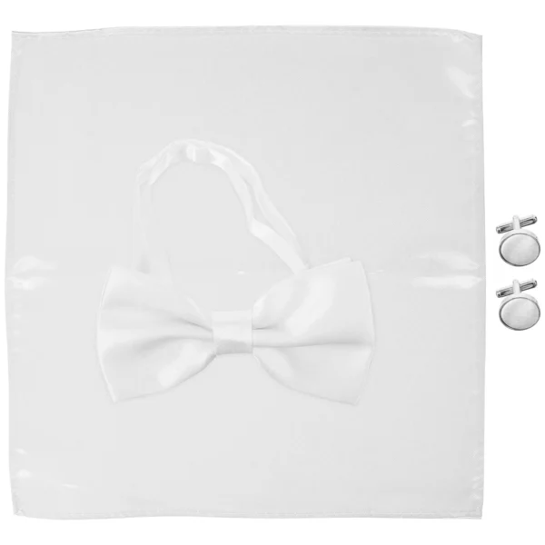 1 Set of Mens Cuff Link Satin Handkerchief Bow Tie Wedding Groom Cuff Link Clothes Decorations - Image 3