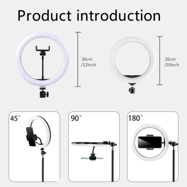 12in 30cm Selfie Ring Light RGB Tripod Phone Stand Holder Photography RingLight Circle Fill Light Led Color Lamp Trepied Makeup - Image 3
