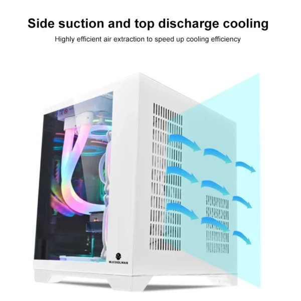 Black MINI Gaming Computer Case MATX Panoramic Side Transparency Without Pillars Support 240 120 WaterCooler Desktop Chassis - Image 6