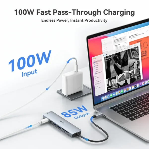 MOKiN USB HUB to 4K HDMI Hub USB Adapter Docking Station USB3.0 5Gbps SD/Micro SD PD3.0 100W for MacBook Pro/Air PC Accessories - Image 3