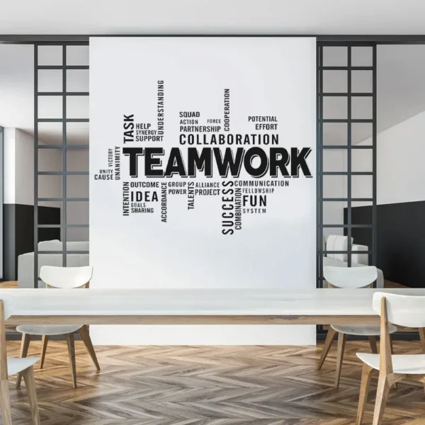 Office Decals Teamwork Words Vinyl Modern Art Business Sign Motivation Quote Success Office Wall Sticker Removable Murals 3O03 - Image 3