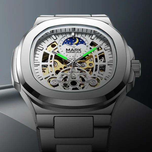 Tourbillon Skeleton Luxury Business Automatic Watch Man Square Waterproof Moon Phase reloj - Image 4