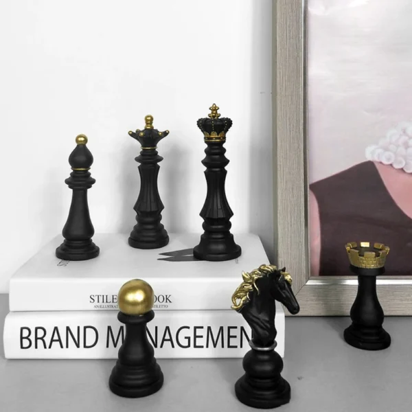 Chess Resin Ornaments Desk Decor Crafts King Queen Small Chess Statue Nordic Home Artwork Living Room Decoration Furnishings - Image 4