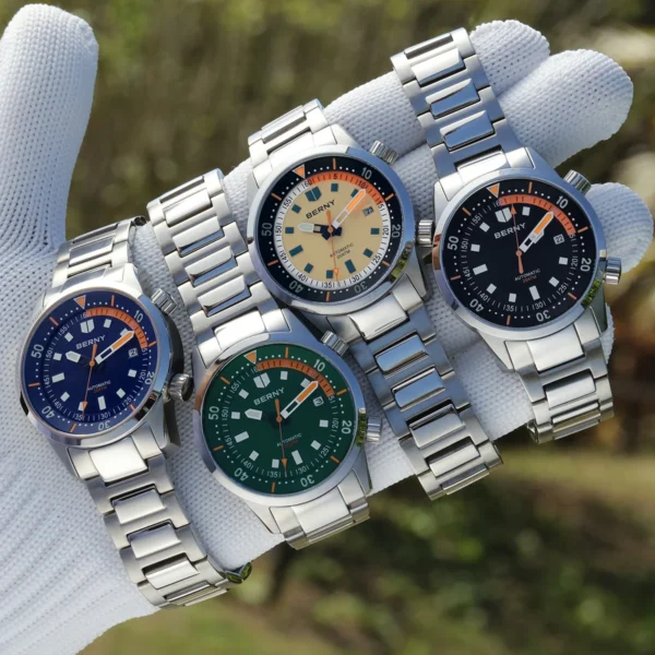 BERNY Automatic Diving Watches for Men 20AMT Super Luminous Mechanical Men's Diver Watch Sapphire Full Stainless Steel Dive - Image 6
