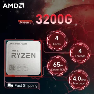 AMD Ryzen 3 3200G 3.6GHz 4-Core 4-Thread R3 3200G Socket AM4 12NM L3=4M Processor 65W DDR4 No Fan