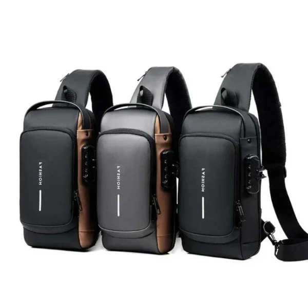 Men Anti Theft Chest Bag Shoulder Bags USB Charging Crossbody Package School Short Trip Messengers Bags Men's Oxford Sling Pack - Image 2